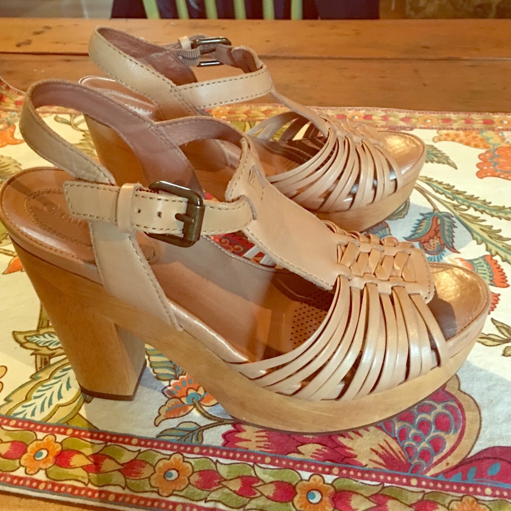 Leather and wood platforms